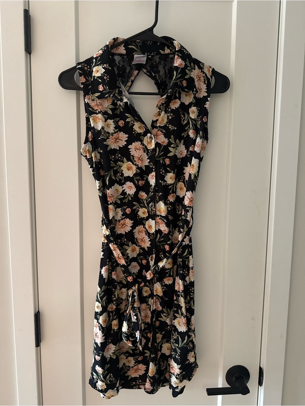 No Boundaries Black Floral Sleeveless Mini Dress